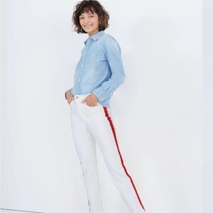 MADEWELL Stovepipe in Tile White Tuxedo Red Stripe Edition 28 Tall